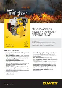 Davey Petrol High Power Single Stage Firefighter Pumps Datasheet