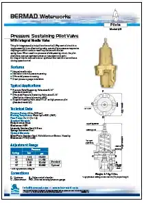 Bermad 3 Brass Pressure Sustaining Pilot Valve