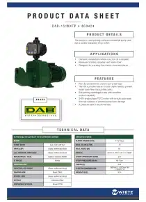 DAB 151NXTP Self Priming Multistage Jet Pump With nXt PRO Controller Data Sheet
