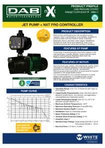 DAB JETCOM102NXTP Jet Pump + NXT Pro Controller Data Sheet