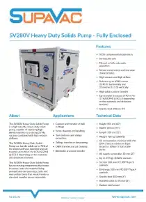 SupaVac SV280 V Heavy Duty Solids Pump Data Sheet