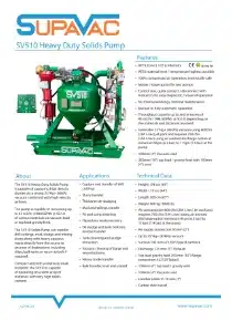 SupaVac SV510 Heavy Duty Solids Pump Data Sheet