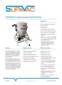 Supavac SV1000 V High Volume Solids Pump