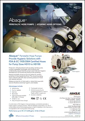 ABAQUE-HPHHO - Abaque Peristatic Hose Pumps Hygienic Hose Options
