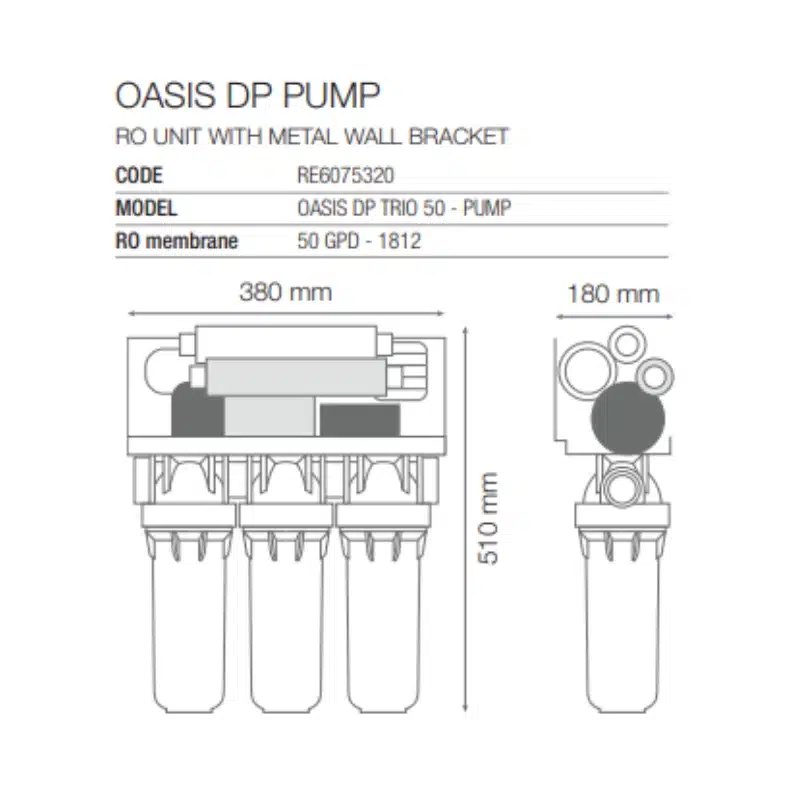 Atlas Filtri 6 Stage Oasis DP RO Undersink Water Filter System Complete with Pump, Drinking Tap & 16L Tank – 3