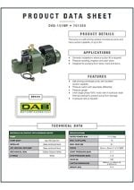 DAB 151MP Self Priming Jet Pump with Pressure Switch Data Sheet