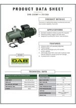DAB 200MP Self Priming Jet Pump with Pressure Switch Data Sheet
