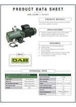 DAB 300MP Self Priming Jet Pump with Pressure Switch Data Sheet